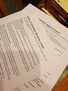 Prep Notes - including a hastily-scribbled ship name I'd forgotten to prep!